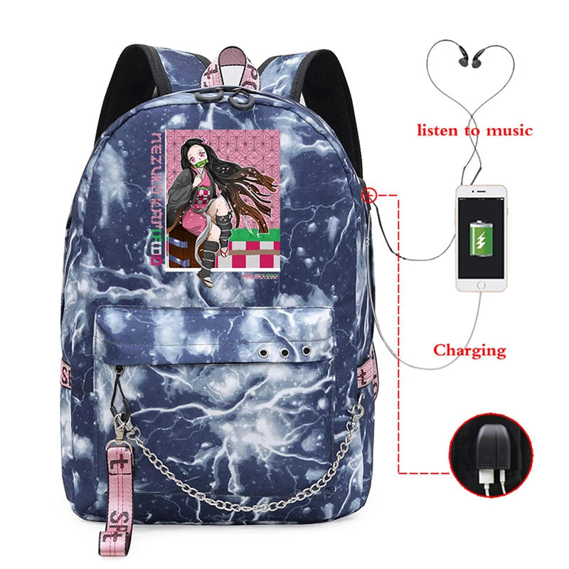 Demon Slayer Backpack Kpop Style Schoolbag for Girls