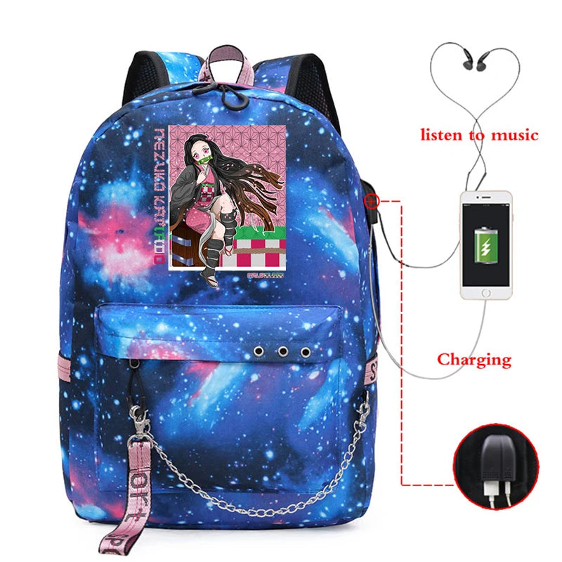 Demon Slayer Backpack Kpop Style Schoolbag for Girls