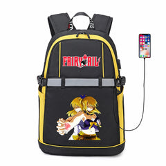 Anime FAIRY TAIL Oxford USB Backpack Reflective Stripe Cartoon Teenger Bookbag