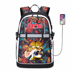 Anime FAIRY TAIL Reflective Stripe Oxford USB Backpack