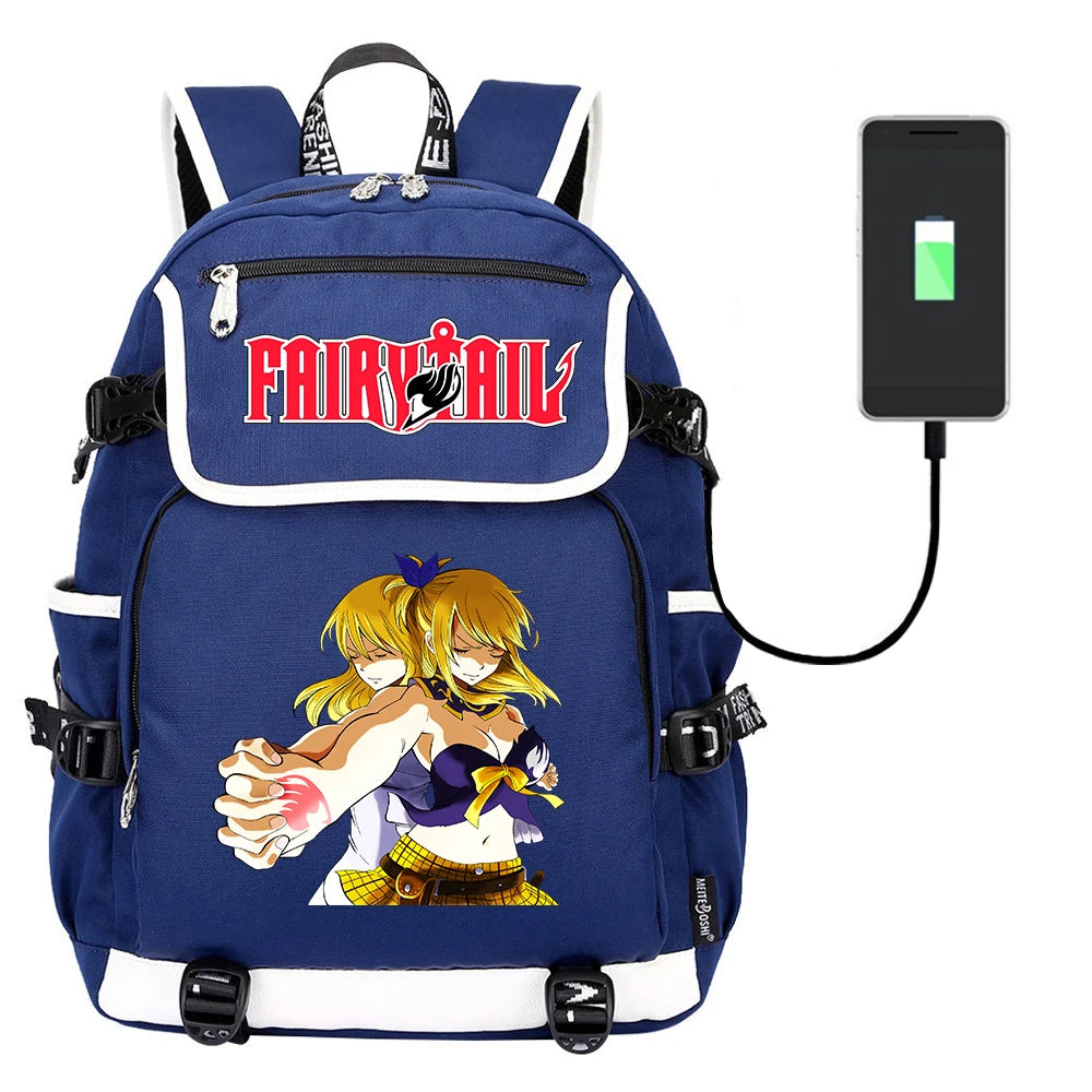 Fairy Tail Canvas Backpack Zipper Rucksack Casual Packsack School Bag Laptop Bag