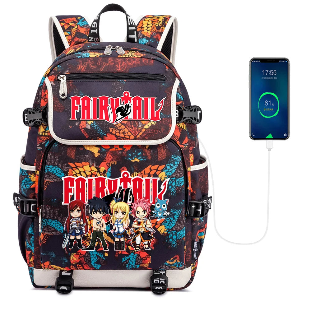Fairy Tail Canvas Backpack Zipper Rucksack Casual Packsack School Bag Laptop Bag