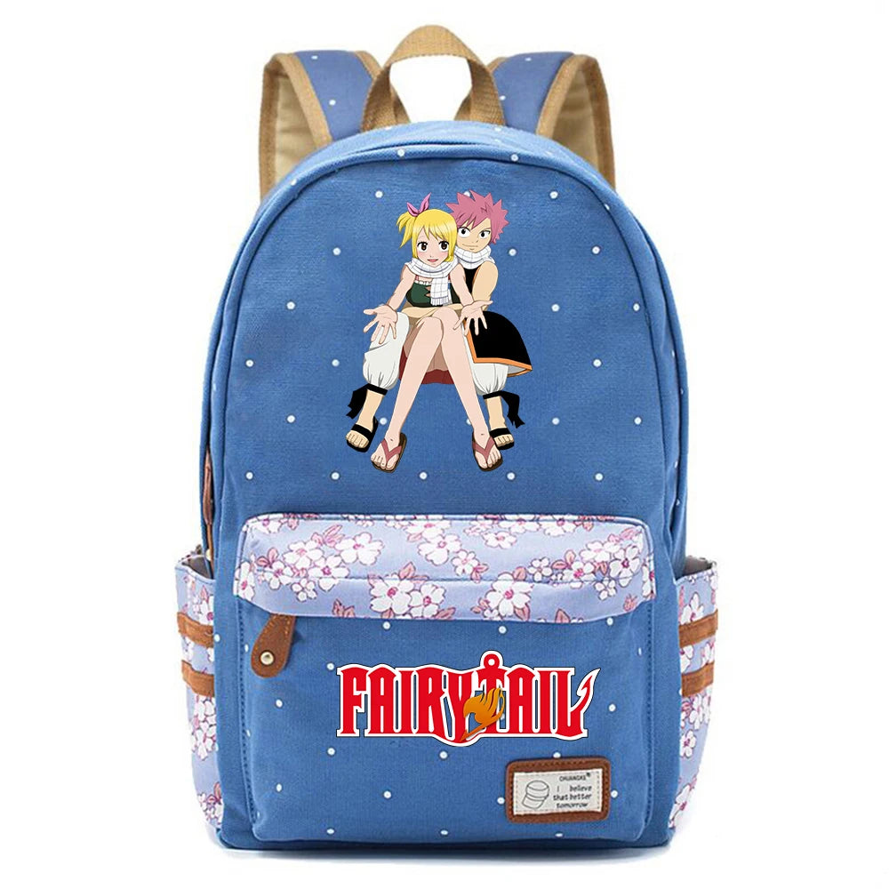 Anime Fairy Tail Teenager Zip Packsack Casual Backpack Unisex Student Schoolbag