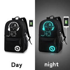 Anime USB Charge School Backpack Music Luminous Schoolbag