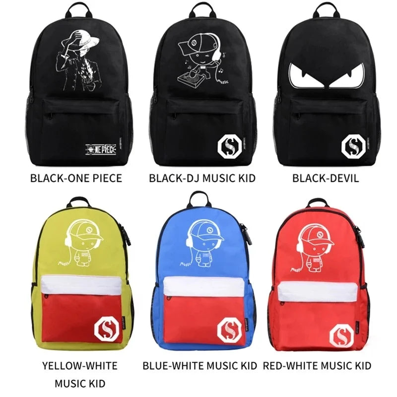 Anime USB Charge School Backpack Music Luminous Schoolbag
