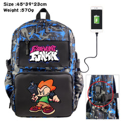Anime Friday Night Funkin Nylon Backpack USB Schoolbag Laptop Bag
