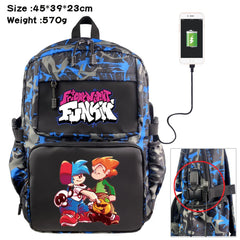 Anime Friday Night Funkin Nylon Backpack USB Schoolbag Laptop Bag