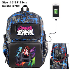 Anime Friday Night Funkin Nylon Backpack USB Schoolbag Laptop Bag