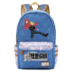 Anime Fullmetal Alchemist Zip Print Backpack Canvas Packsack