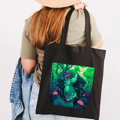 Anime Girl Cat Fox Panda Castle Moon Skull Women Canvas Shoulder Bag