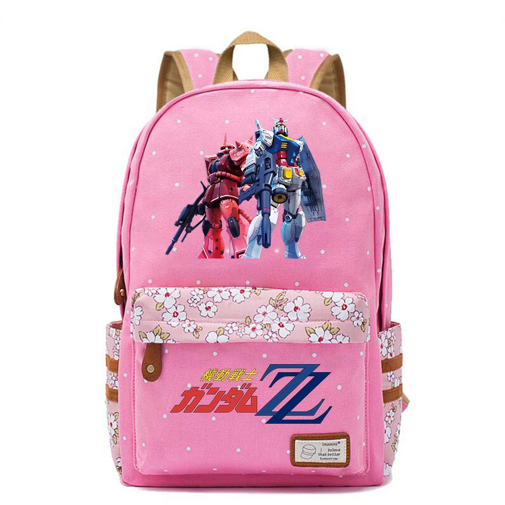 Anime Gundam Backpack Canvas Schoolbag Casual Packsack High Mochila