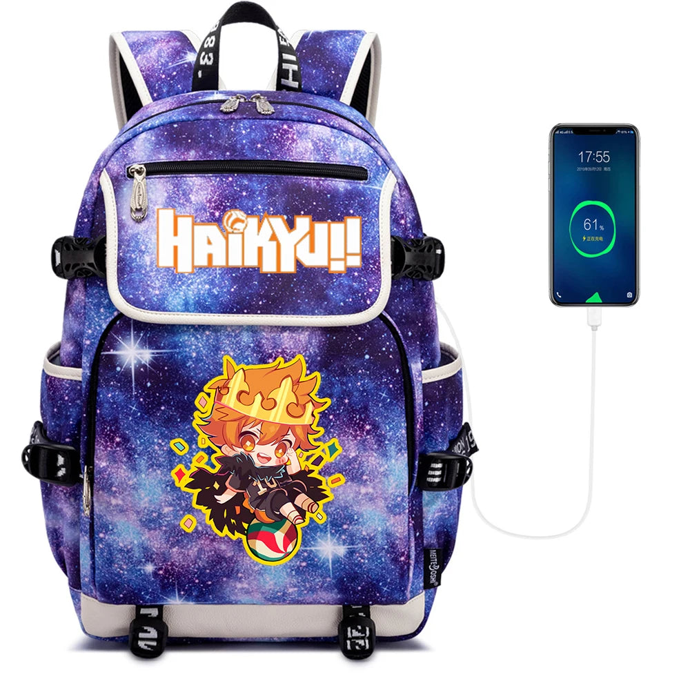 Anime Haikyuu!! Backpack Zipper Packsack Casual Canvas Teenger School Bag