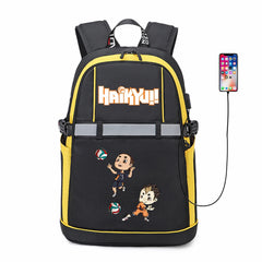 Haikyuu!! Anime USB Backpack Reflective Stripe Teenger Bookbag
