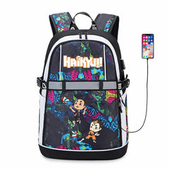 Haikyuu!! Anime USB Backpack Reflective Stripe Teenger Bookbag