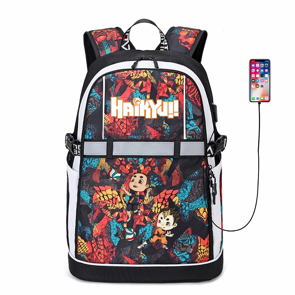 Haikyuu!! USB Backpack Reflective Stripe Student