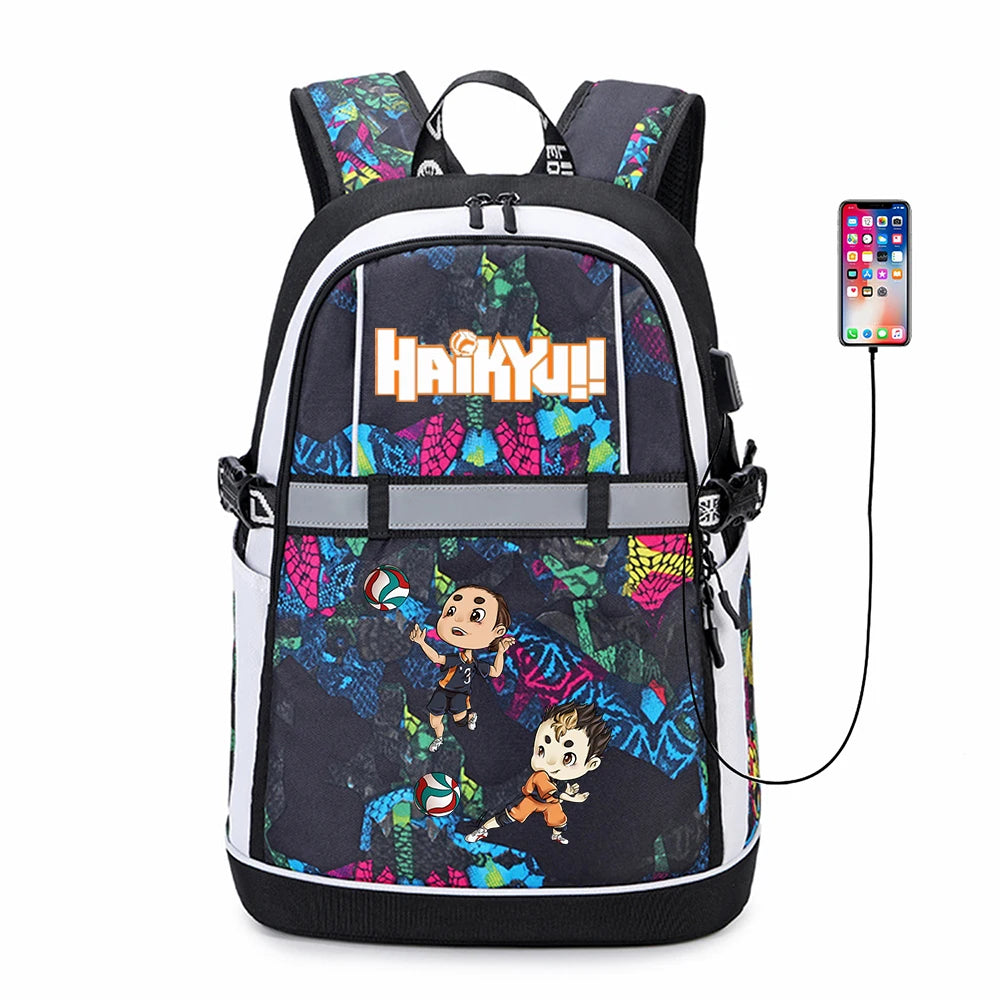 Haikyuu!! USB Backpack Reflective Stripe Student