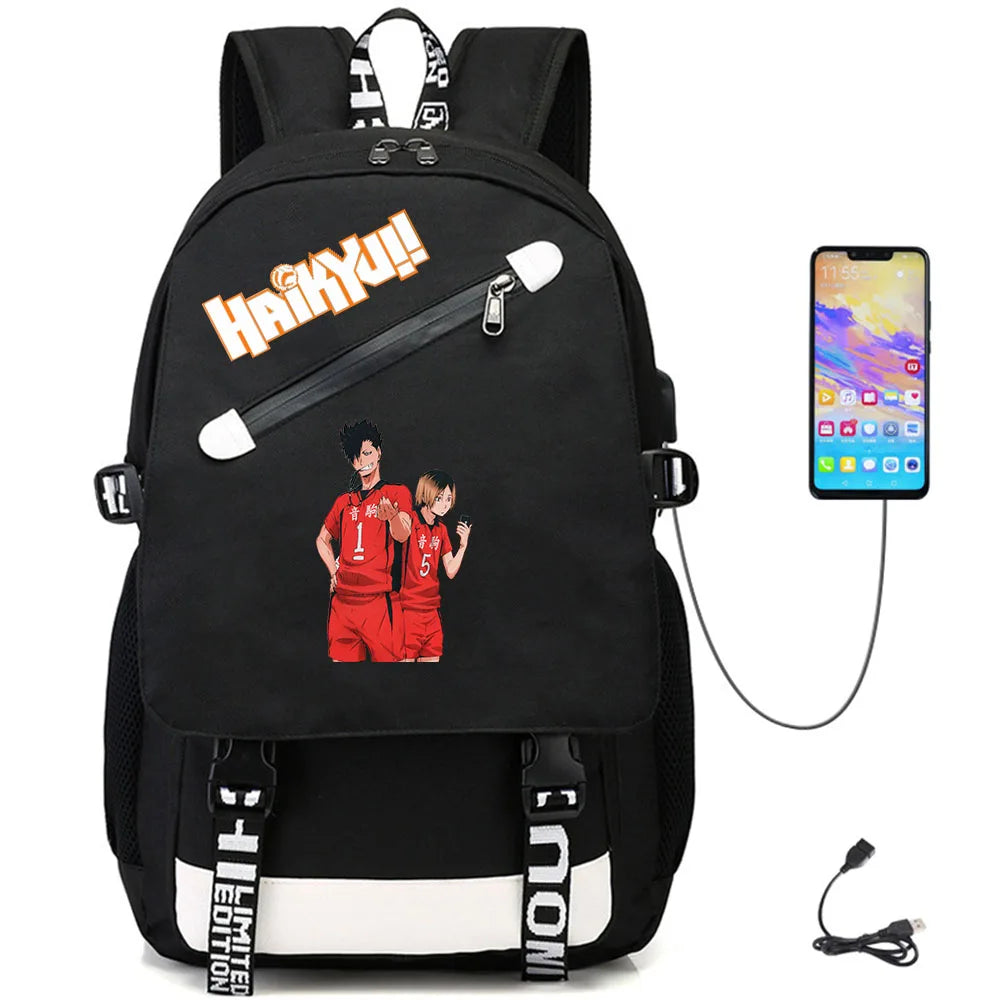 Haikyuu!! USB Oxford Teenger Student Casual Fabric Backpack Schoolbag