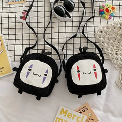 Spirited Away No Face Man Messenger Bag Plush Shoulder Bag for Kids