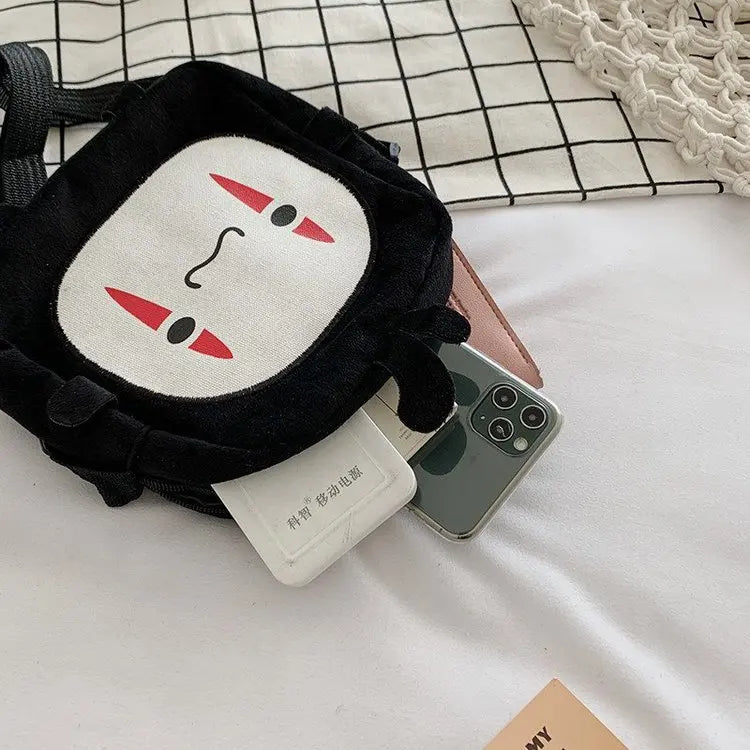 Spirited Away No Face Man Messenger Bag Plush Shoulder Bag for Kids
