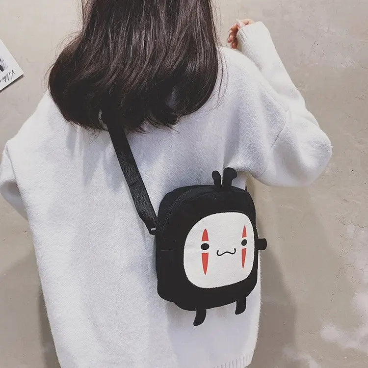 Spirited Away No Face Man Messenger Bag Plush Shoulder Bag for Kids