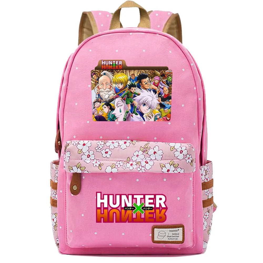 Anime Hunter Hunter Zipper Backpack Student Pink Schoolbag