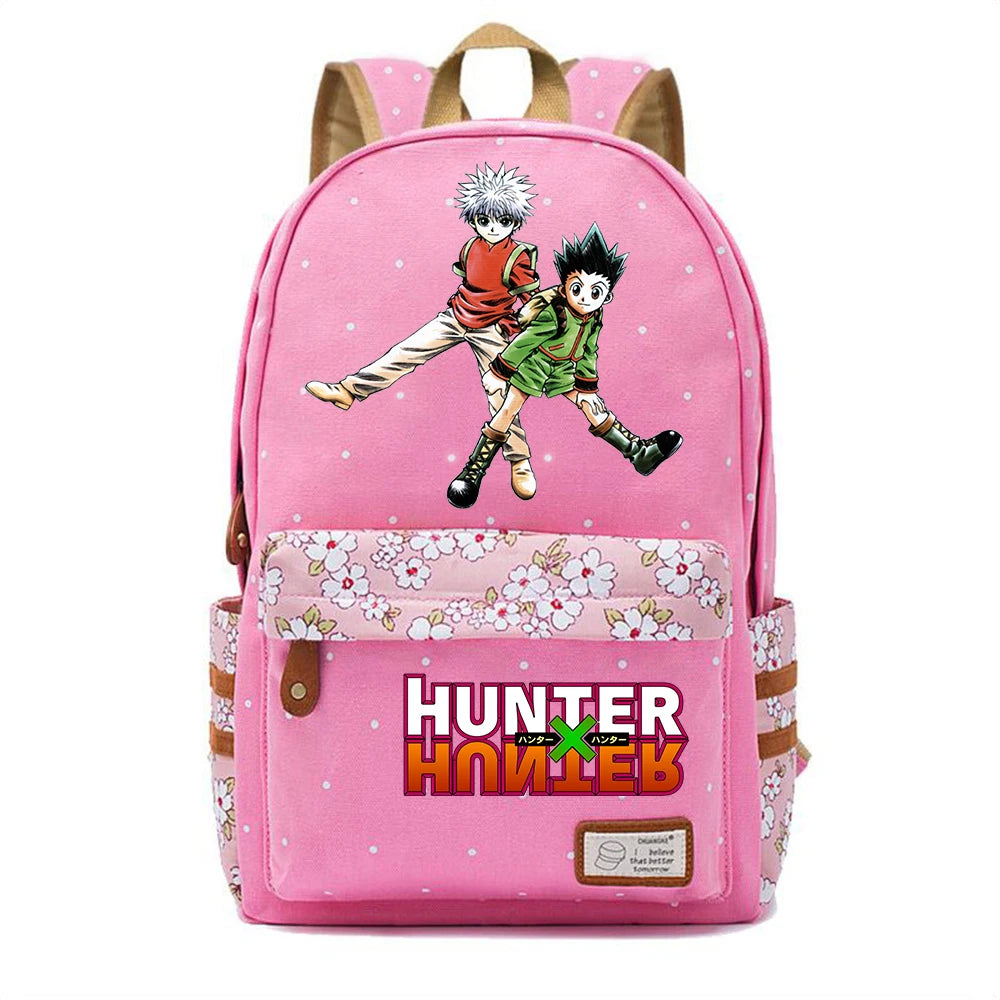Anime Hunter Hunter Zipper Backpack Student Pink Schoolbag