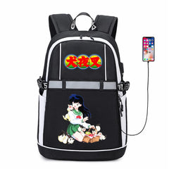 Inuyasha Anime USB Backpack Reflective Stripe Schoolbag