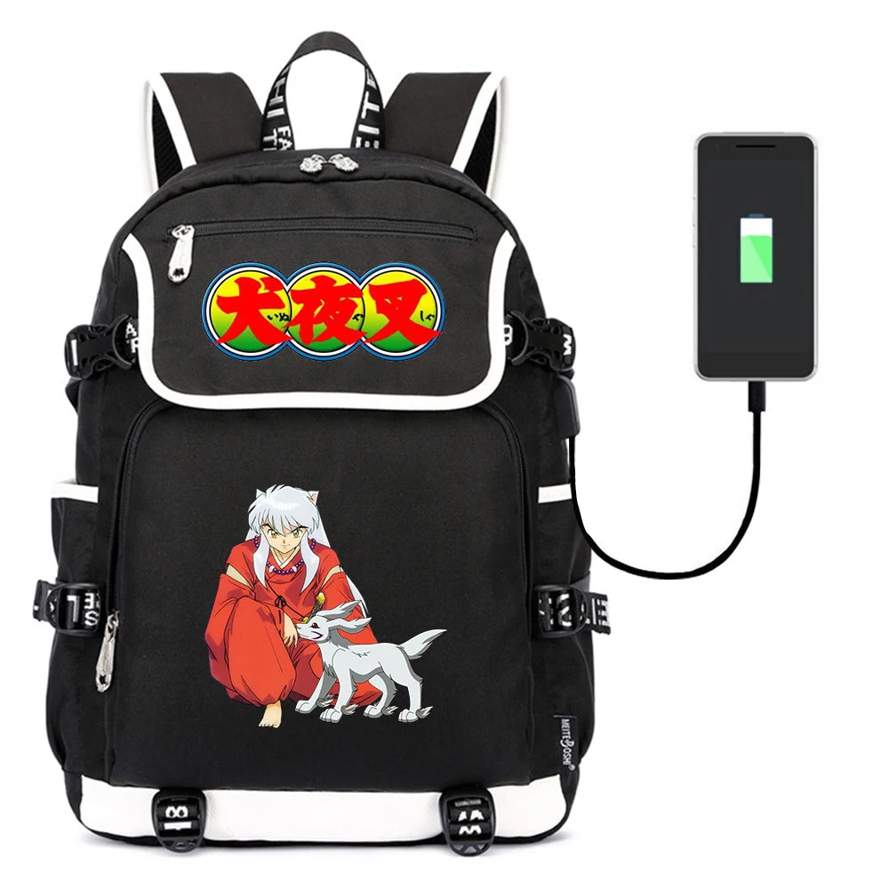 Inuyasha Casual Packsack Teenagers Rucksack USB Charging Backpack