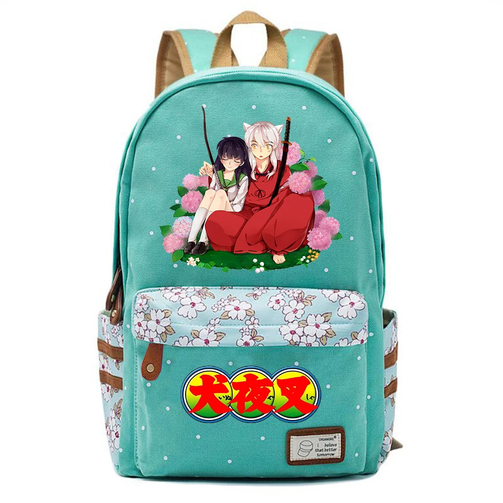 Inuyasha Teen Zipper Backpack Student Schoolbag Laptop Bag