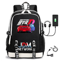 Anime JDM Print Backpack Large Capacity Student Schoolbag USB Charging