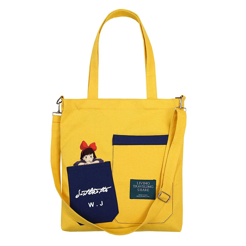 Anime Kiki's Service Canvas Shoulder Bag Large Capacity Handbags Women Bags