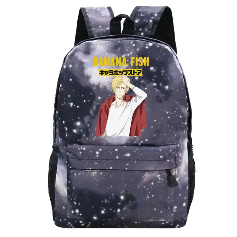 Anime Laptop Banana Fish Backpack School Bag Rucksack Anti Theft Men Backbag