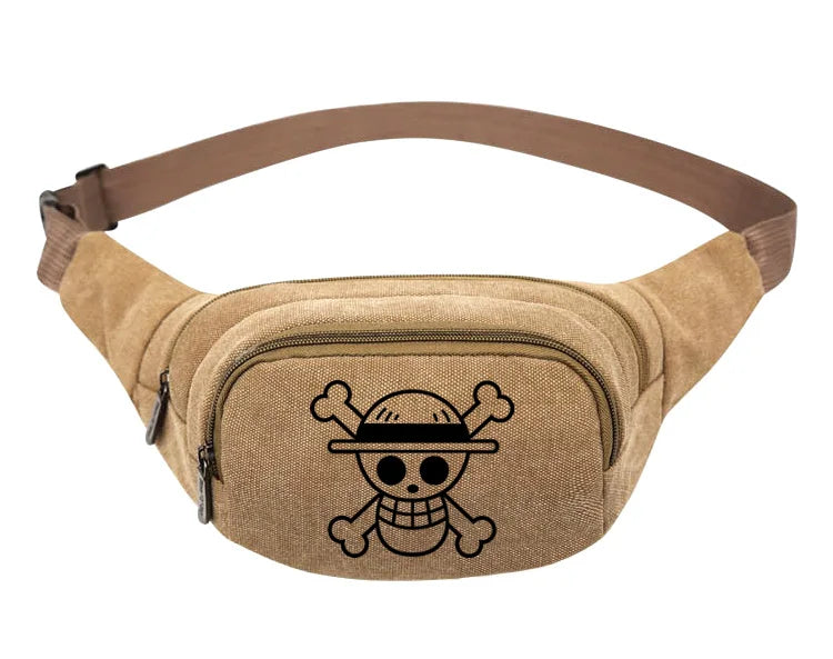 Anime Law Skull Canvas Waist Pack Bag Pouch Belt Travel Hip Casual Fanny Bag