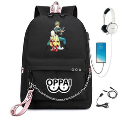 One Punch-Man Nylon Backpack USB Charge Schoolbag
