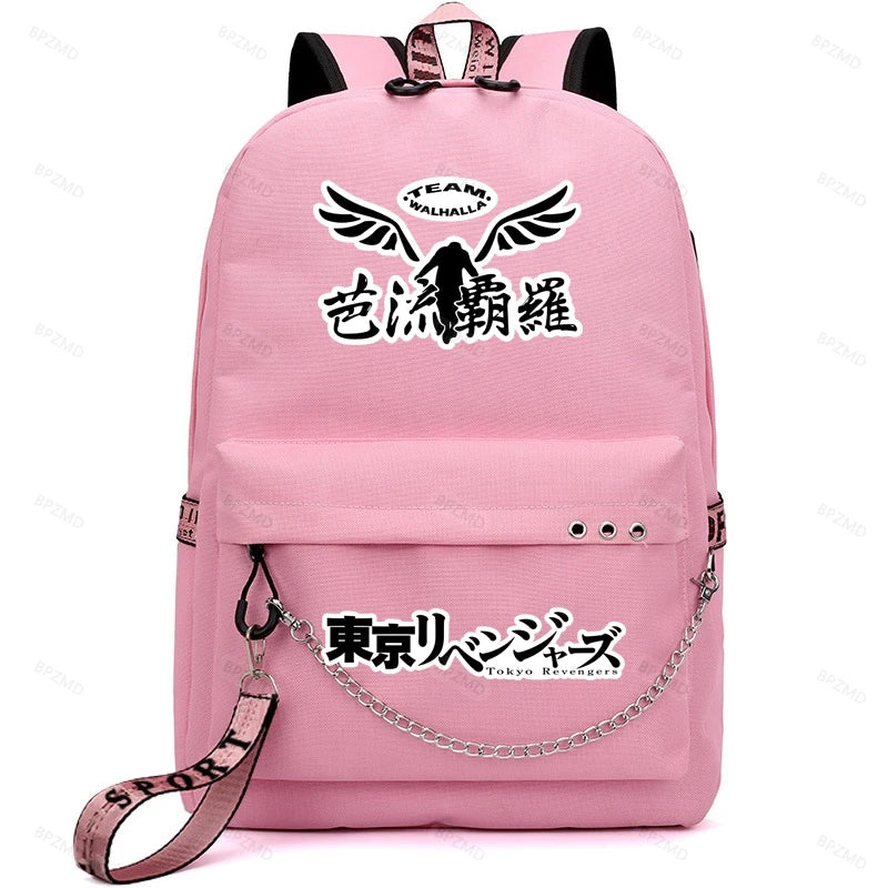 Anime Printing Backpack USB Charging Men Women Waterproof School Bag