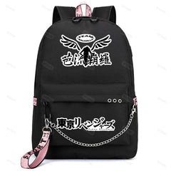 Anime Printing Backpack USB Charging Men Women Waterproof School Bag