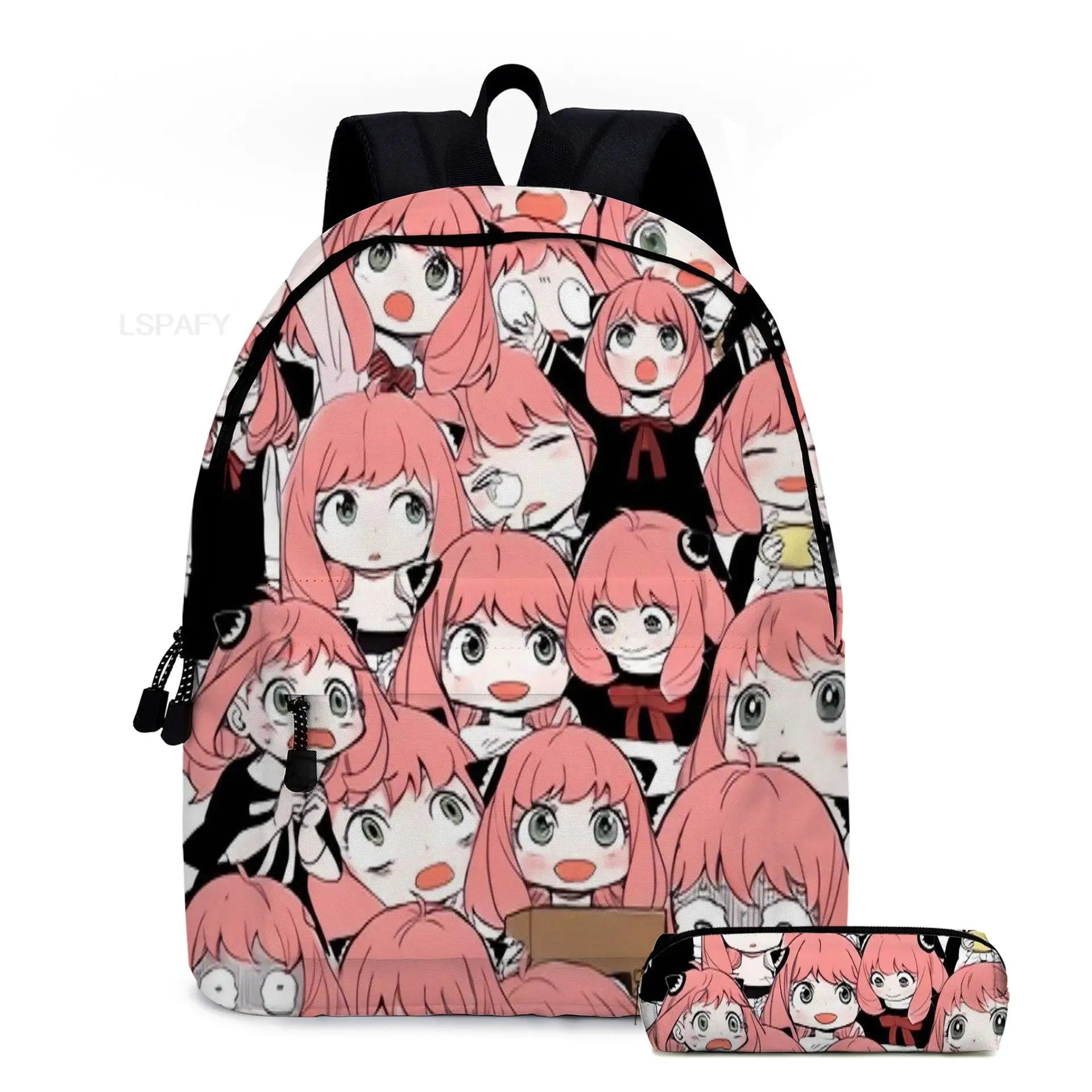 Anya Forger Backpack Student School Shoulder Bag Pink Green