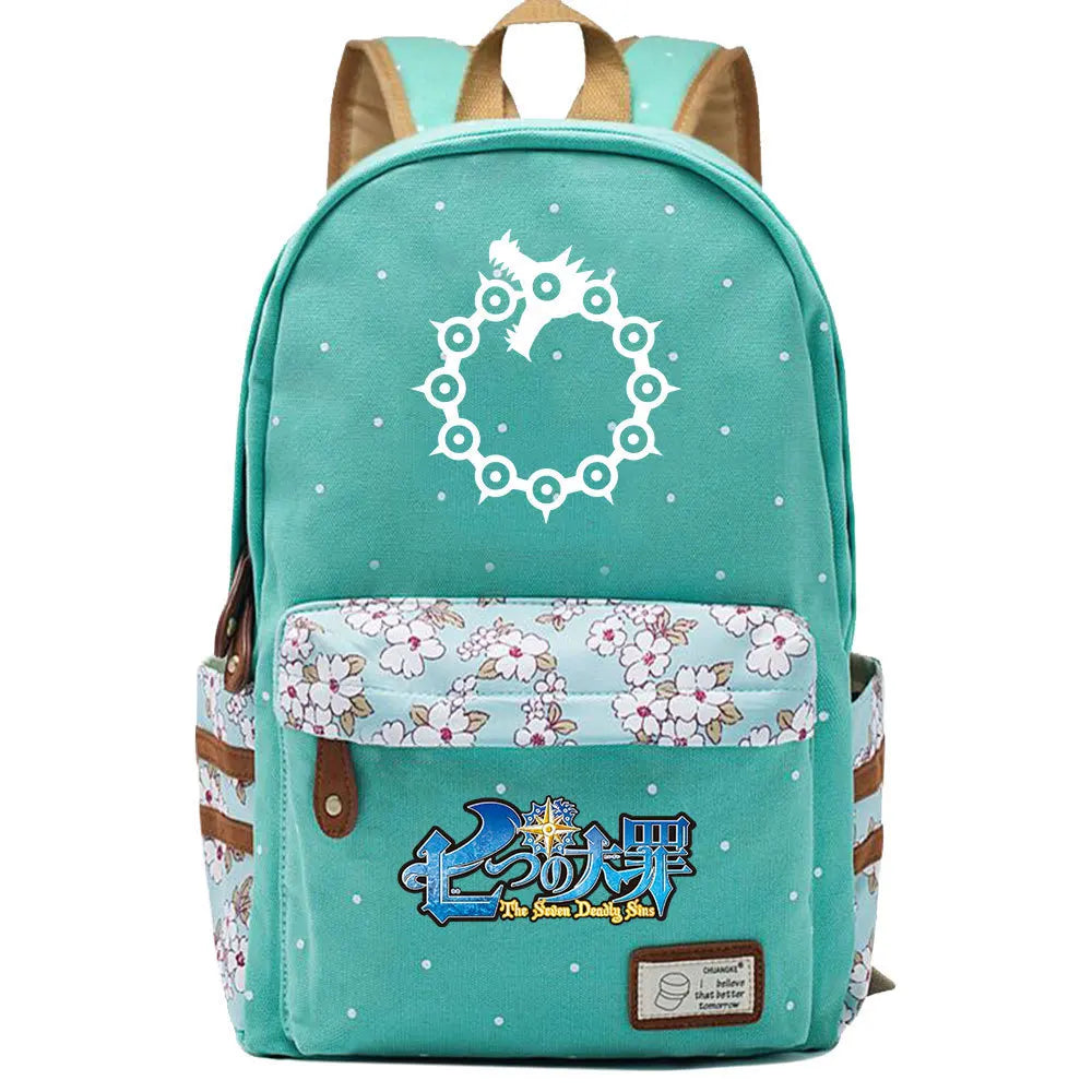 Anime 7 Deadly Sins Zip Backpack Student Schoolbag Cartoon Packsack