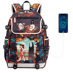 Spirited Away Casual Pack Travel Laptop Backpack USB Charging Student Schoolbag