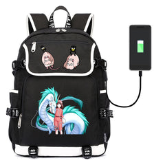 Spirited Away Casual Pack Travel Laptop Backpack USB Charging Student Schoolbag