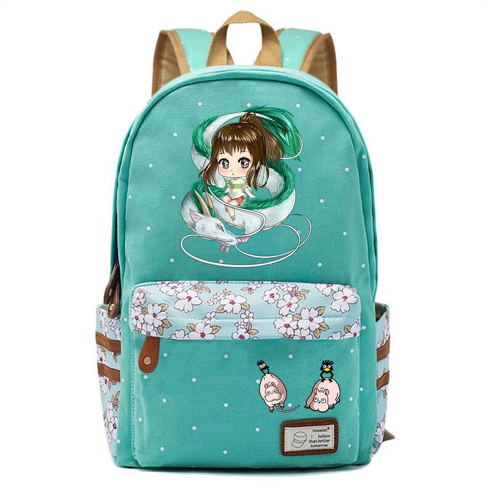 Anime Spirited Away Print Backpack Schoolbag Canvas Packsack