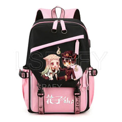 Hanako-Kun USB Girl Backpack School Book Bags Laptop Headphone Port