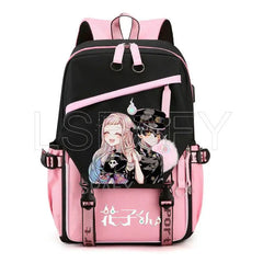 Hanako-Kun USB Girl Backpack School Book Bags Laptop Headphone Port