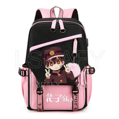 Hanako-Kun USB Girl Backpack School Book Bags Laptop Headphone Port