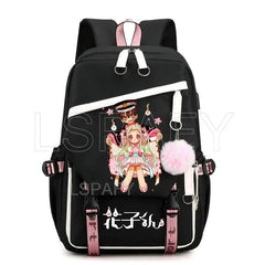 Hanako-Kun USB Girl Backpack School Book Bags Laptop Headphone Port