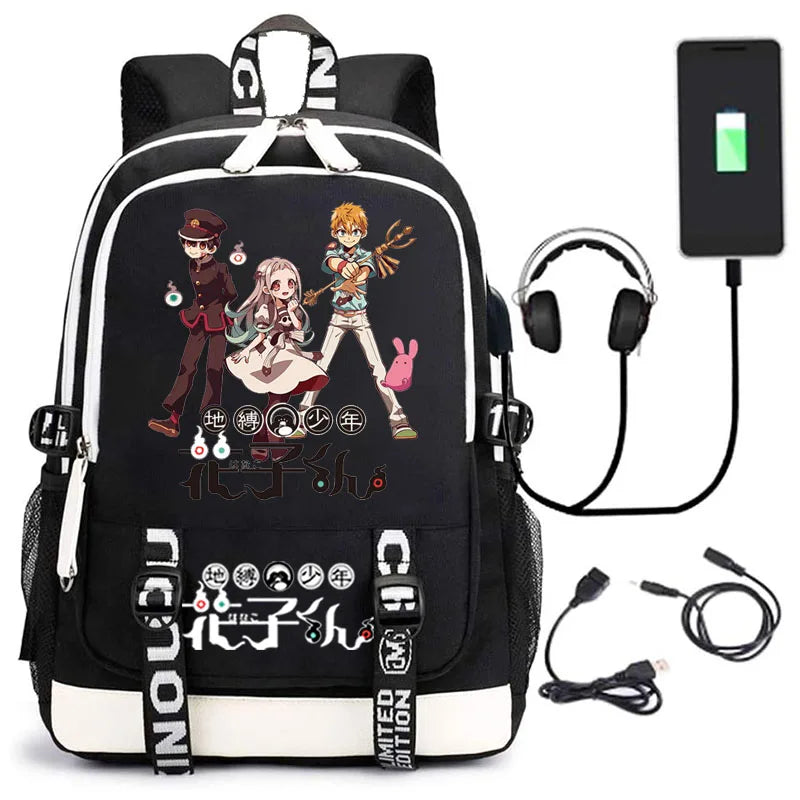 Anime Toilet-Bound Hanako Printed School Bag with USB Charging