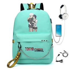Tokyo Ghoul Nylon Backpack USB Charge Schoolbag Student Teenager Knapsack