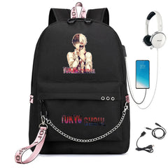 Tokyo Ghoul Nylon Backpack USB Charge Schoolbag Student Teenager Knapsack