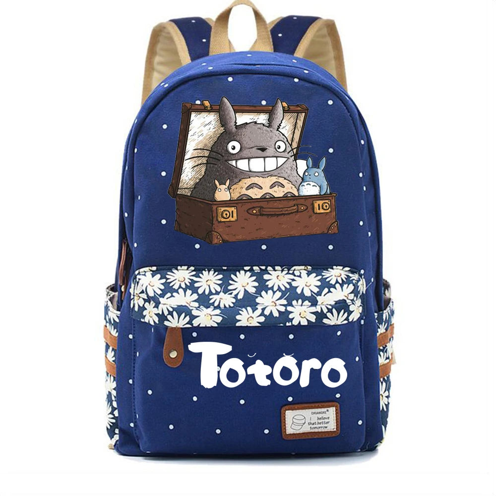 Anime Totoro Canvas Dark Backpack Student Schoolbag Teenger Packsack