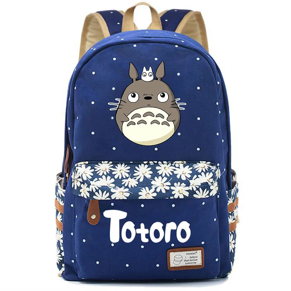 Anime Totoro Canvas Dark Backpack Student Schoolbag Teenger Packsack